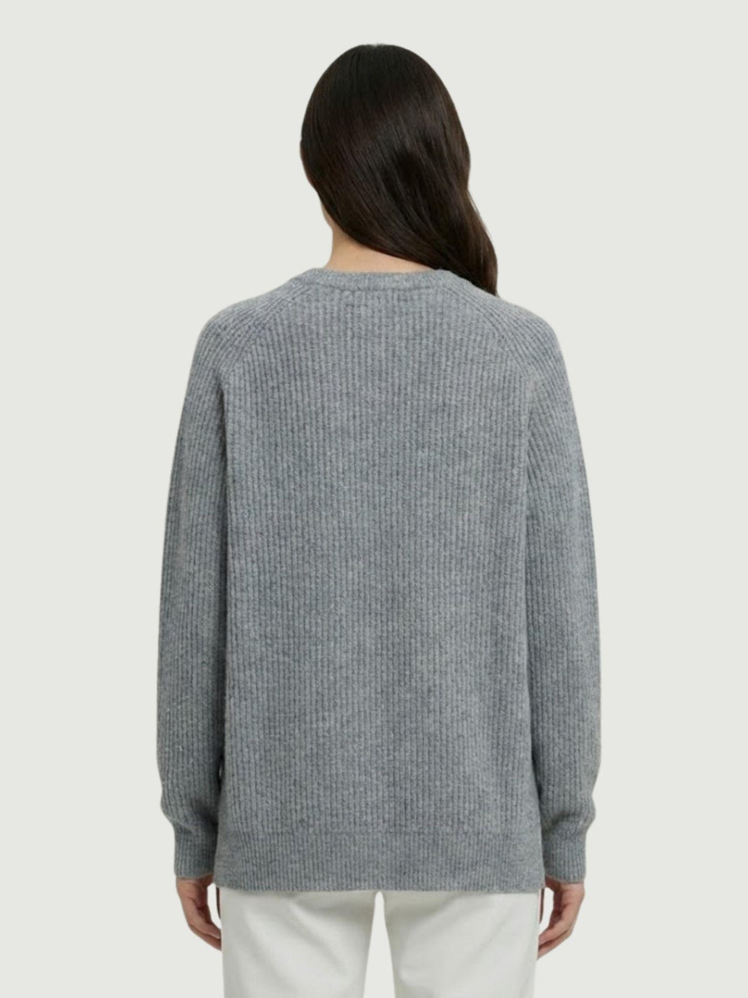 Maglia girocollo in lana e cashmere grigio 14264M ACCIAIO ANDREA MORANDO 