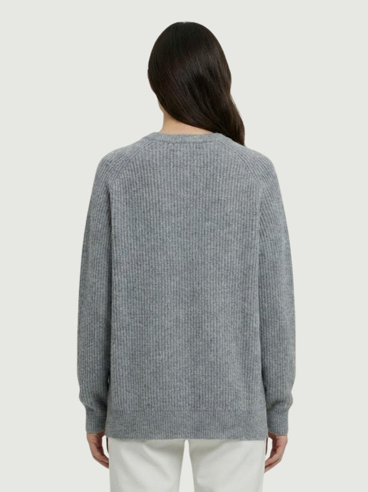Maglia girocollo in lana e cashmere grigio 14264M ACCIAIO ANDREA MORANDO 