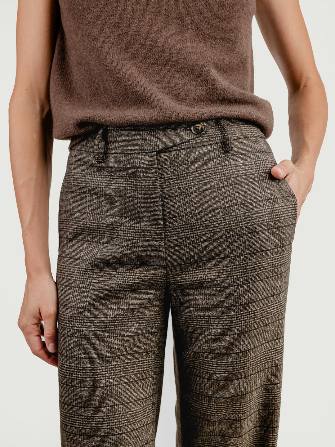 PANTALONE A PALAZZO FANTASIA CHECK TESTA MORO 4113 300 ANDREA MORANDO 