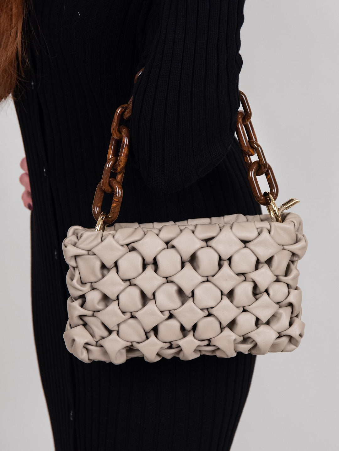 BORSA "CURLY " IN PELLE INTRECCIATA COLOR CAPPUCCINO CURLY CAPPUCCINO BIMOR 