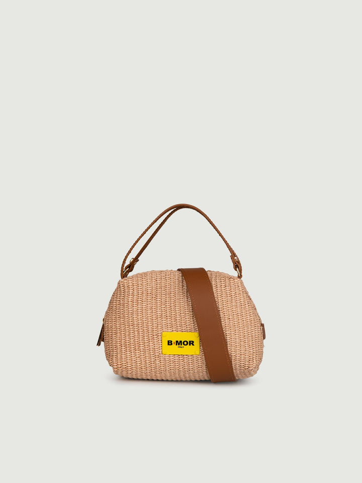 BORSA IN RAFIA CON INSERTI IN PELLE "CUTIE" CUTIE RAFIA BIMOR 