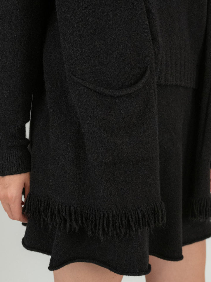 CARDIGAN NERO CON FRANGE 0370/283 0010 BIMOR 