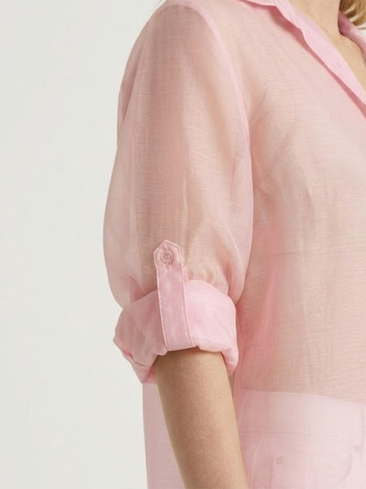 Camicia semitrasparente rosa pastello M796/071 87 ANDREA MORANDO 