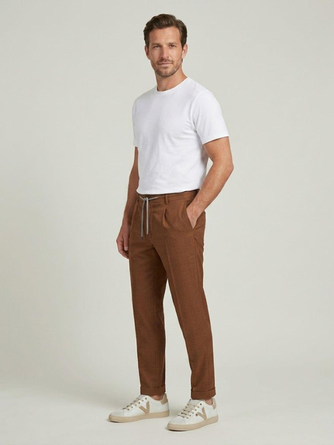 Pantalone  tela paracadute con coulisse in cotone ruggine CO0073M 5002 ANDREA MORANDO 