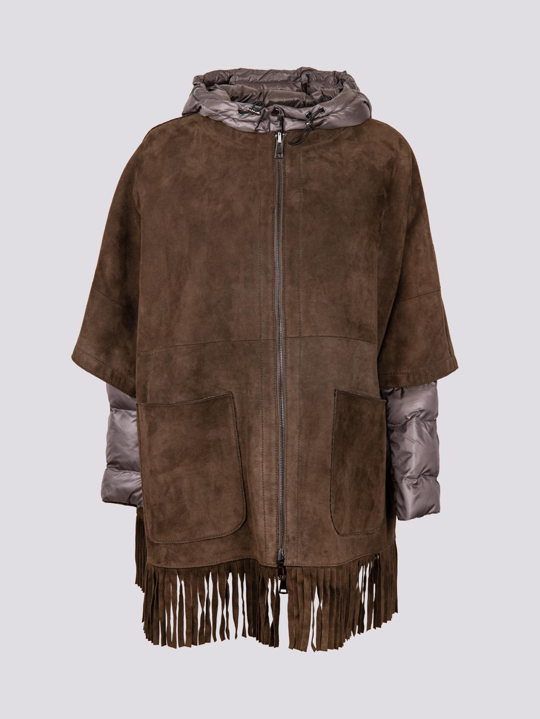 GIUBBOTTO STRUTTURATO IN CAMOSCIO  CON PIUMINO IN ECO-PIUMA FANGO LINR 18 JACK LEATHER 