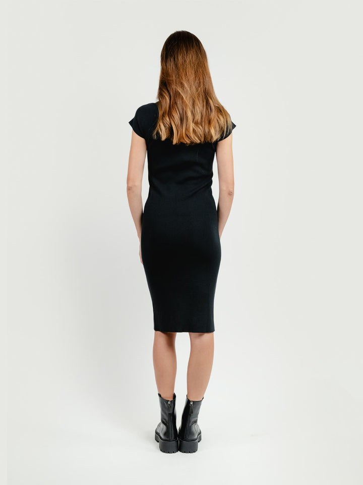 ABITO MIDI CON MANICHE CORTE IN MAGLIA NERO 7107 NERO ANDREA MORANDO 