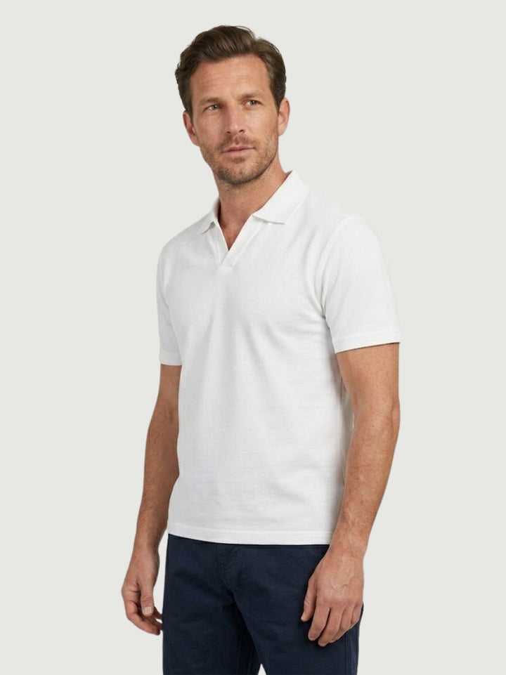 Polo derby in cotone piquet extrafine bianca 5805426 100 ANDREA MORANDO 