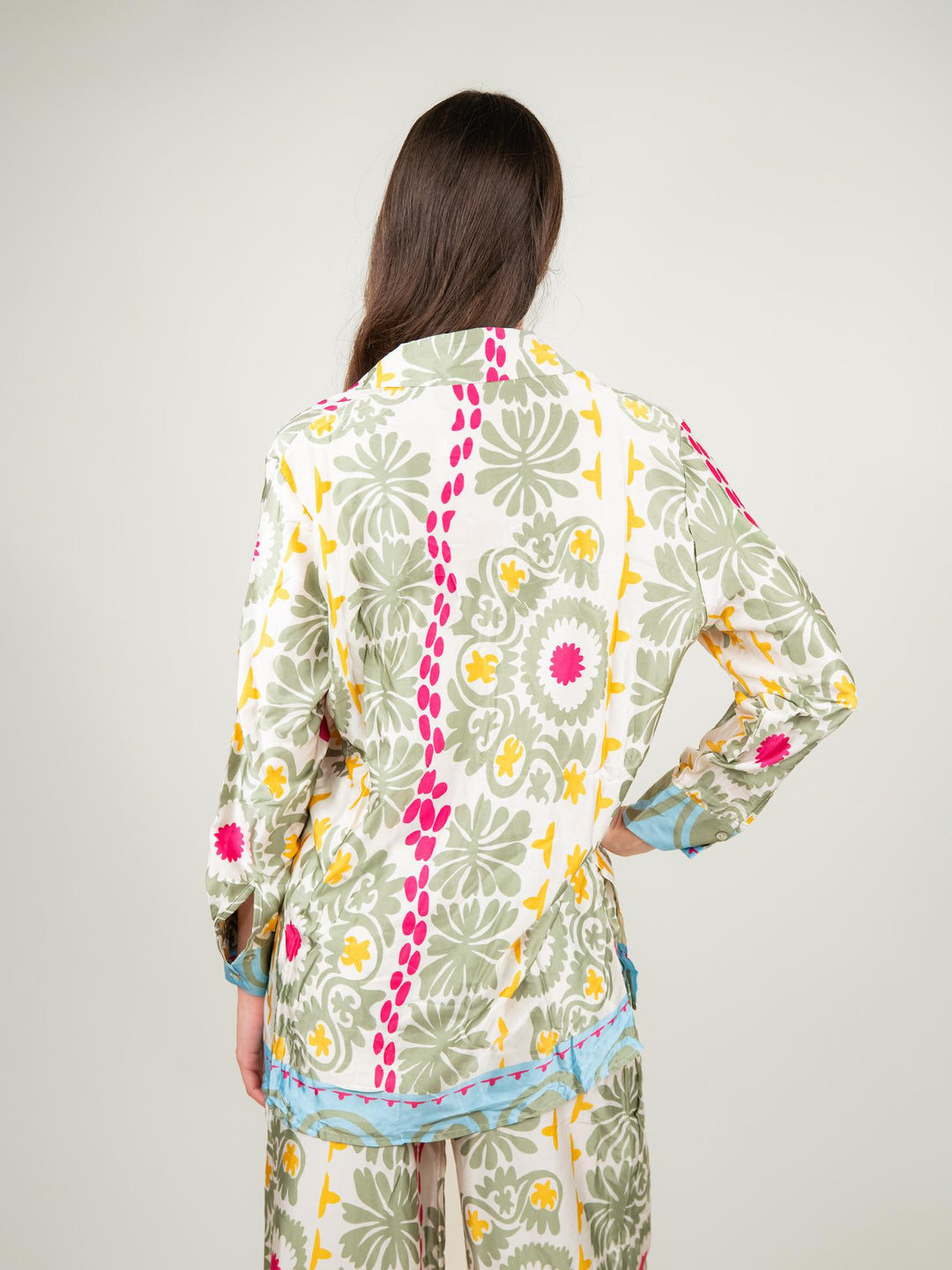 CAMICIA CAFTANO FANTASIA SALVIA, GIALLO E ROSA 1289 SALVIA ANDREA MORANDO 