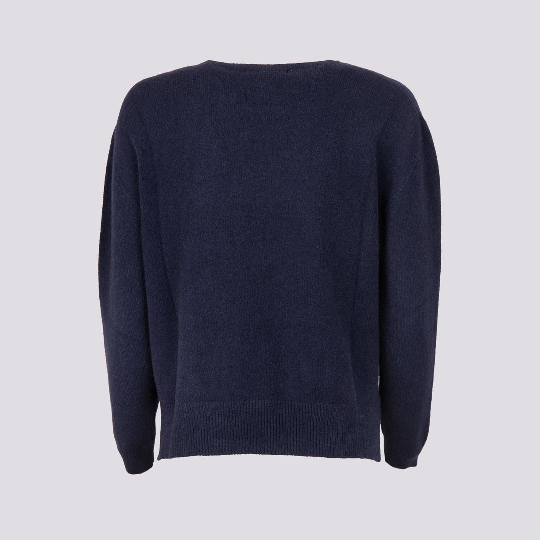 GIROCOLLO IN MAGLIA BLU CON MICRO SPACCHI LATERALI 0670/15 0115 BIMOR 