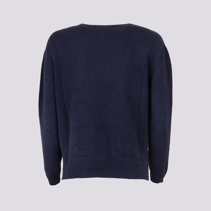 GIROCOLLO IN MAGLIA BLU CON MICRO SPACCHI LATERALI 0670/15 0115 BIMOR 