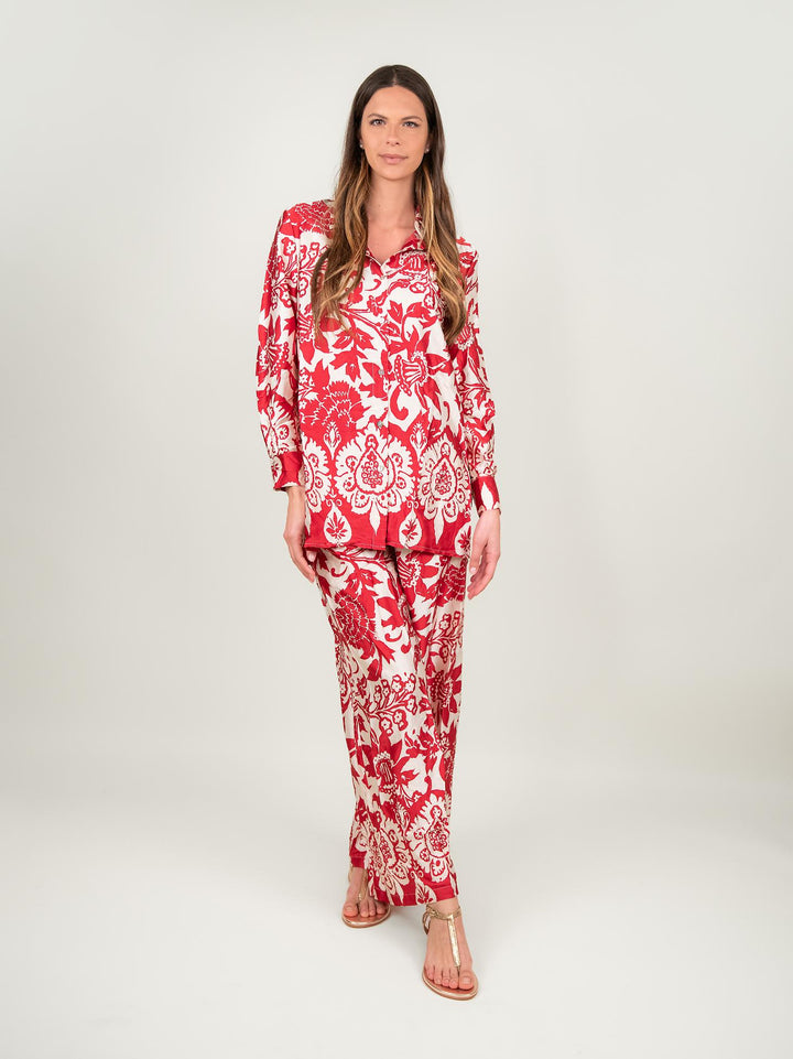 CAMICIA CAFTANO FANTASIA ROSSO E BIANCO 1289 ROSSO ANDREA MORANDO 