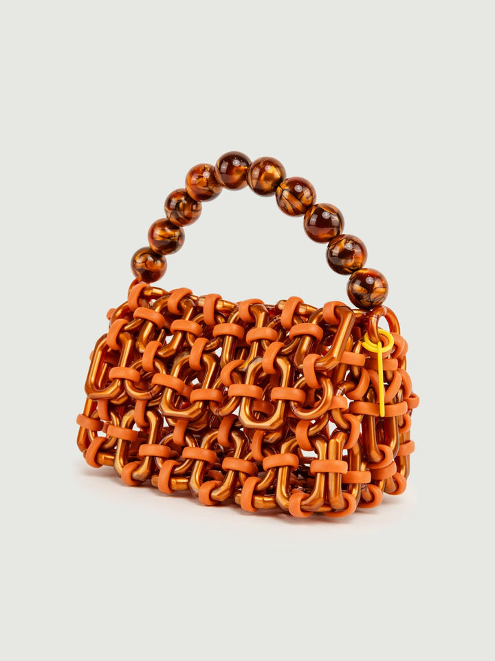 BORSA BUBBLE IN RESINA ARANCIO METALLIZZATO BUBBLE METALLIC ORANGE BIMOR 