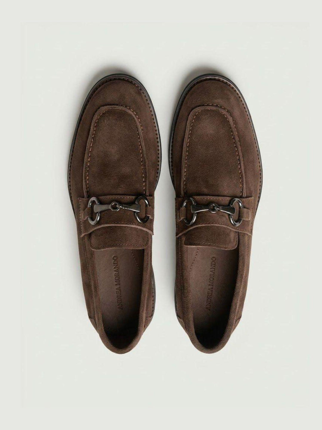 Mocasssino in pelle scamosciata marrone con morsetto 011 T.MORO ANDREA MORANDO 