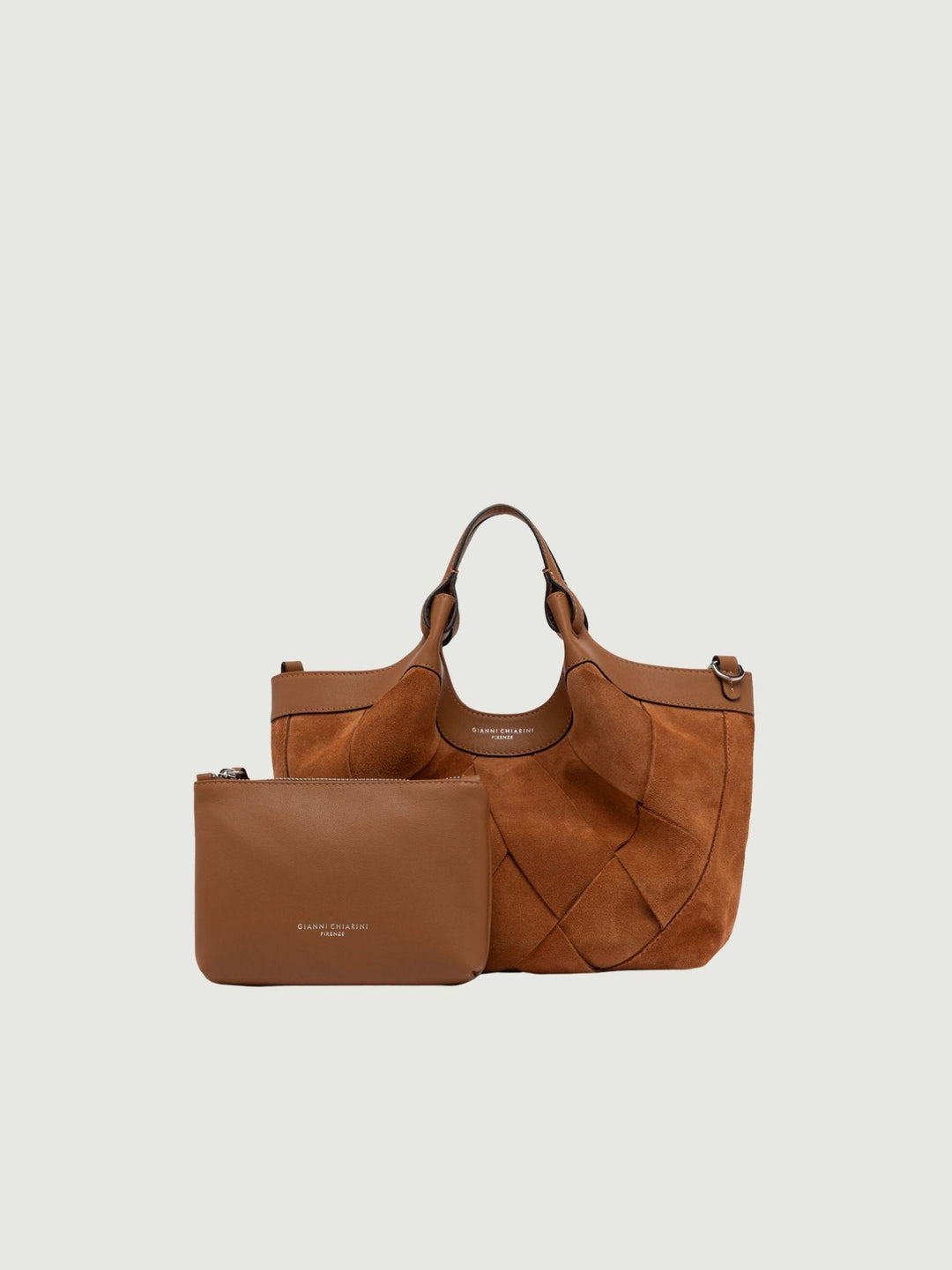 Borsa Dua in camoscio trama geometrica media BS 12349 INT-CM 1478 GIANNI CHIARINI 