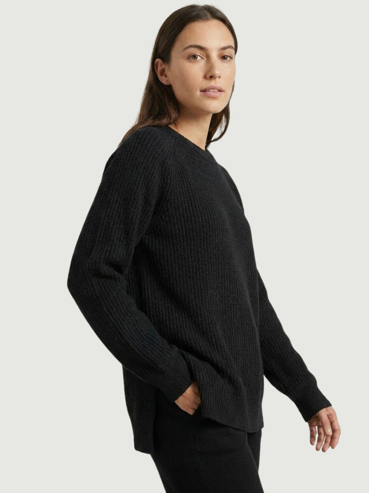 Maglia girocollo in lana e cashmere nera 14264M NERO ANDREA MORANDO 