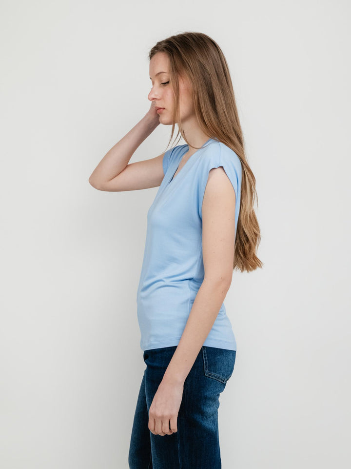 T-SHIRT SCOLLO V AZZURRA 515LICA013 AZZURRO ANDREA MORANDO 