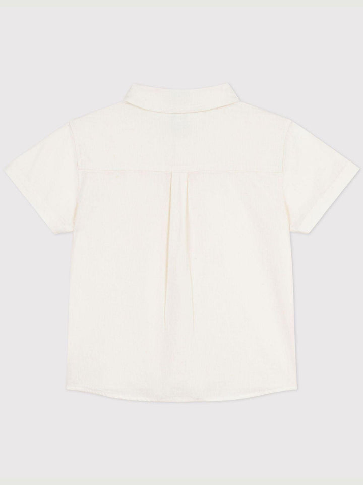 Camicia in lino e cotone bianca A0F0H 01 PETIT BATEAU 