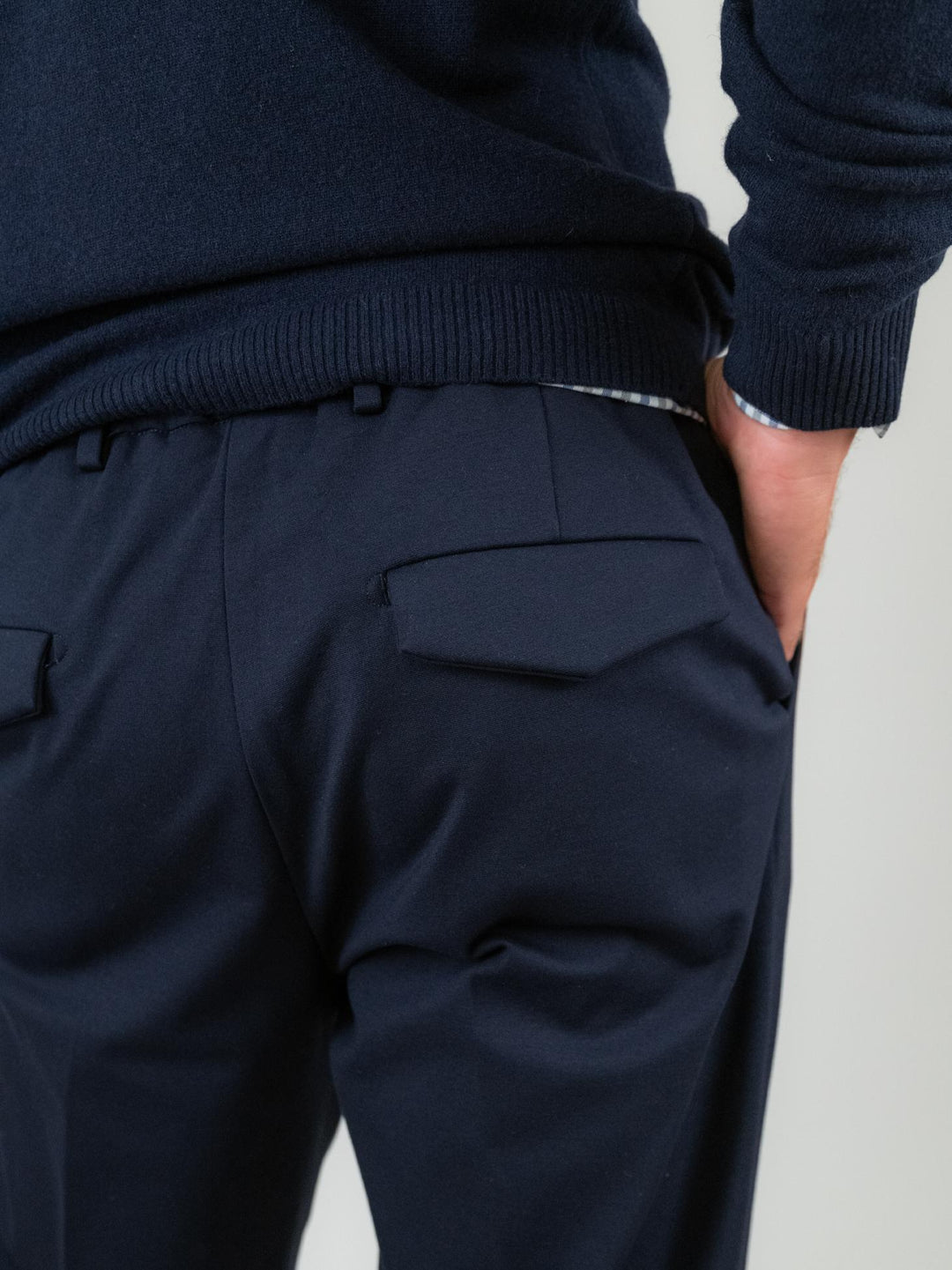 PANTALONE IN JERSEY BLU CON COULISSE F2W4CT00P001M 174 ANDREA MORANDO 