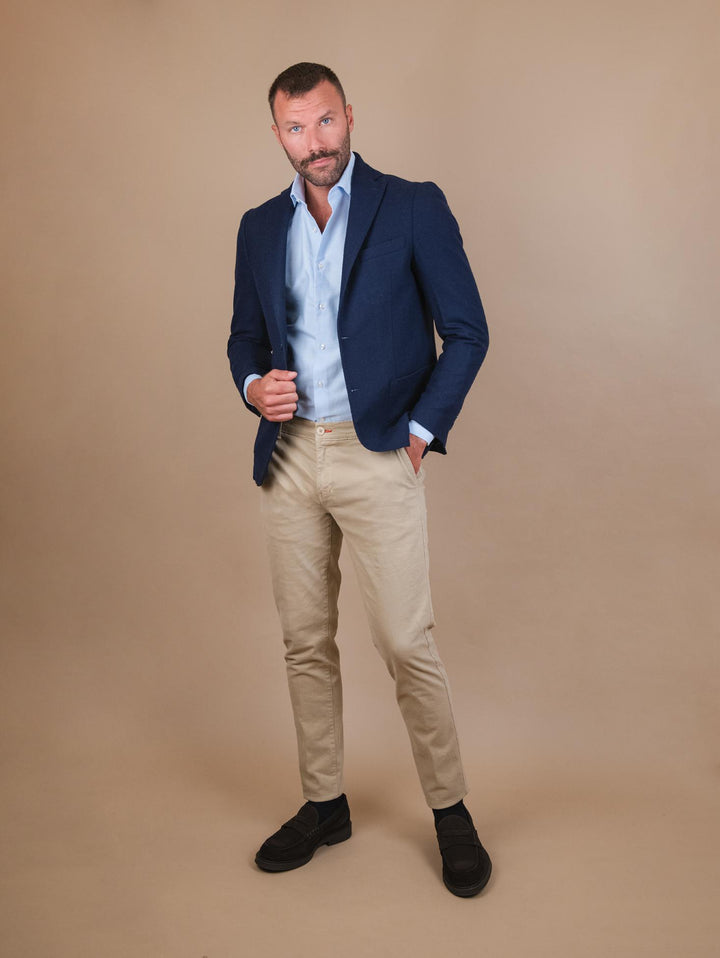 BLAZER SFODERATO IN MISTO LANA BLU T730 313 ANDREA MORANDO 