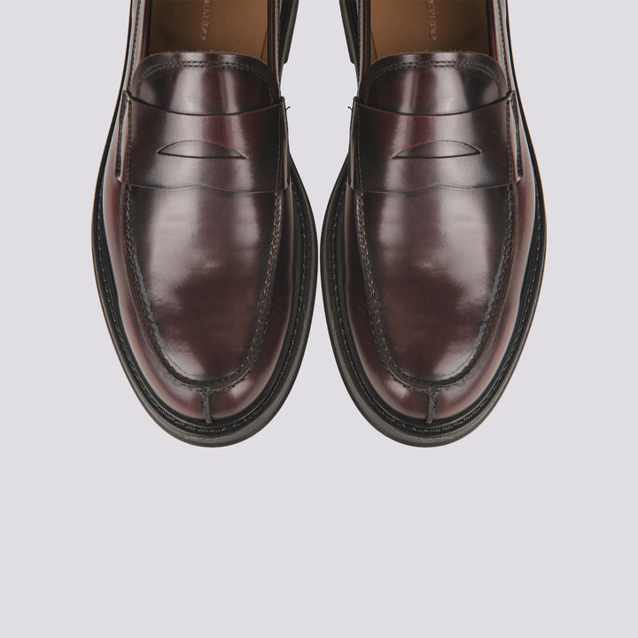 MOCASSINO CON PENNY FRONTALE IN PELLE SPAZZOLATA BORDEAUX