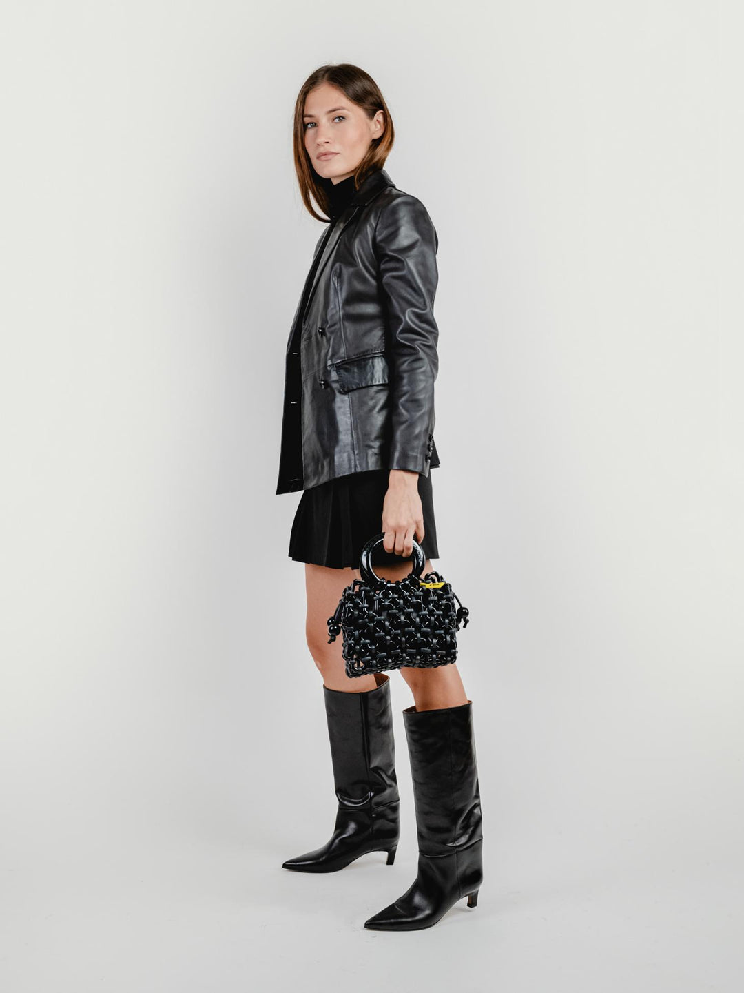 BLAZER DOPPIOPETTO LILLY IN PELLE NERO LILLY 20 JACK LEATHER 
