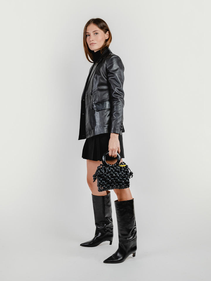 BLAZER DOPPIOPETTO LILLY IN PELLE NERO LILLY 20 JACK LEATHER 