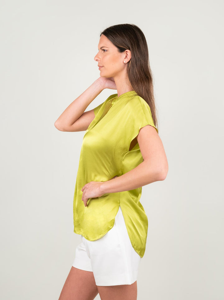BLUSA A MANICA CORTA IN RASO LIME M9237 LIME ANDREA MORANDO 