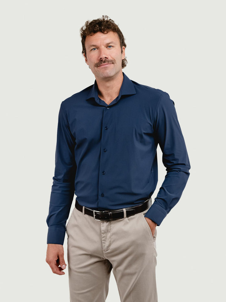 CAMICIA NO STIRO BLU NAVY PERFORMANCE BLU ANDREA MORANDO 