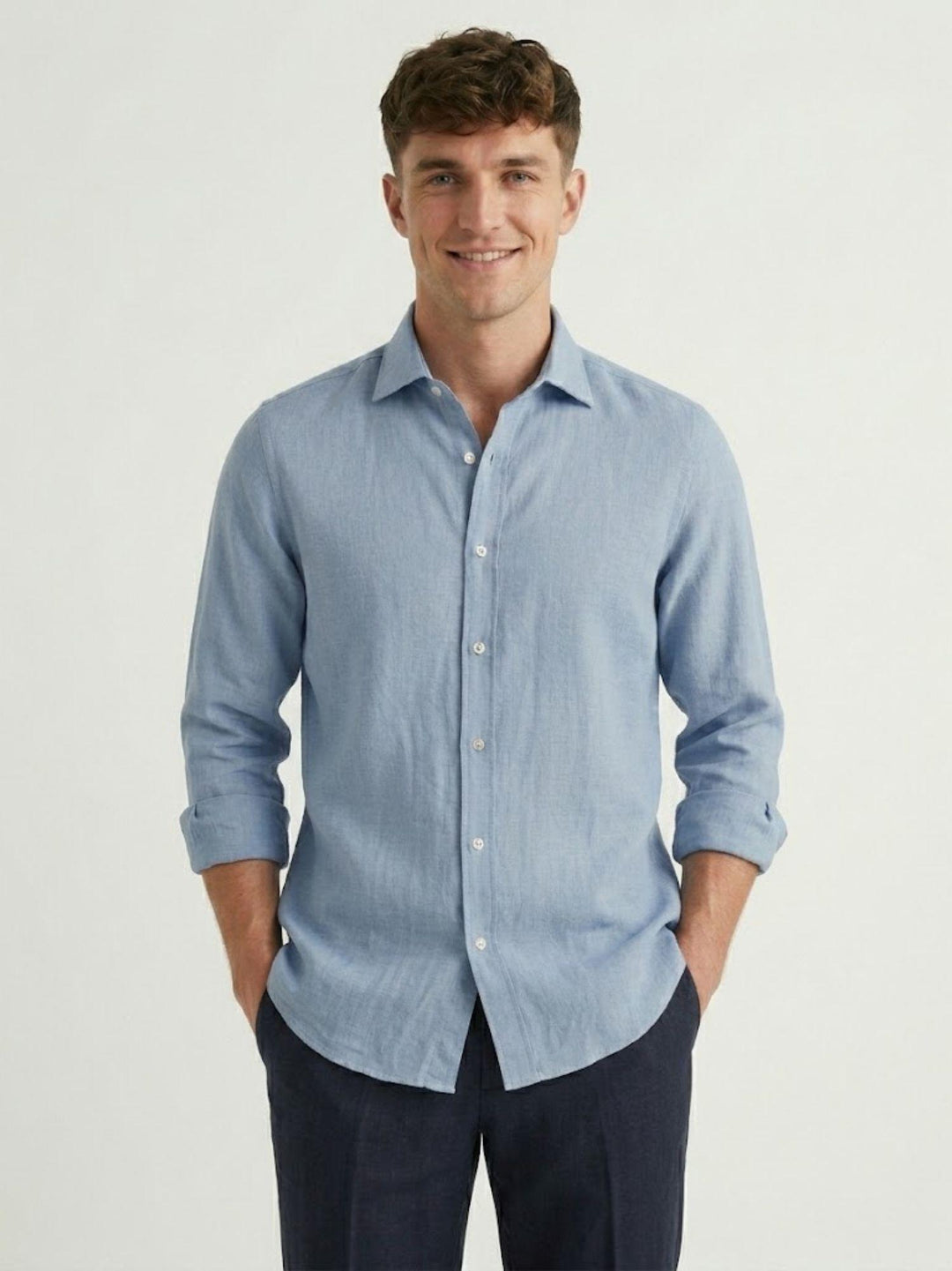 camicia in lino celeste 30 09 ANDREA MORANDO 
