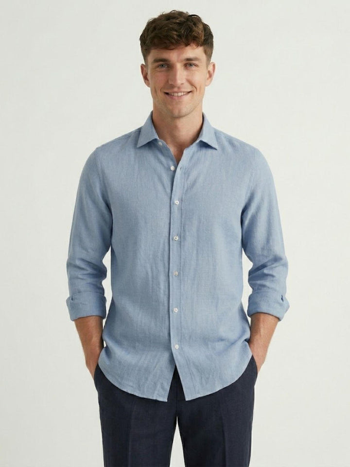camicia in lino celeste 30 09 ANDREA MORANDO 