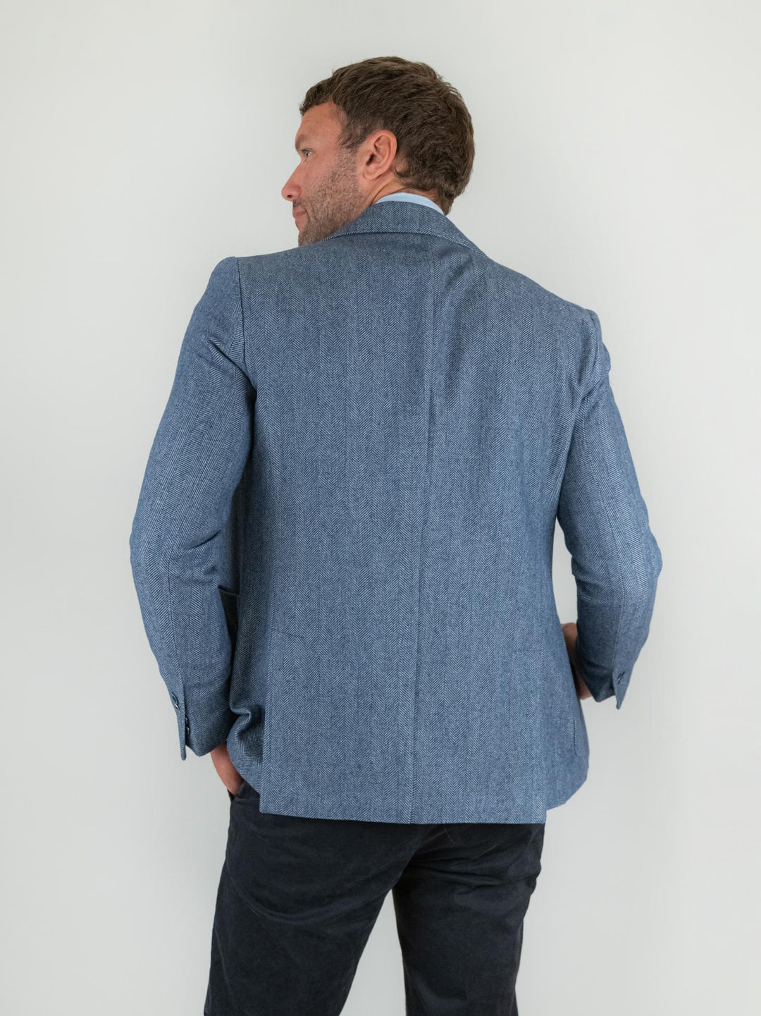 BLAZER IN TESSUTO SPIGATO BLU LM242 JEANS ANDREA MORANDO 