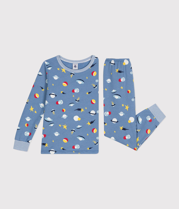 Pigiama in tessuto felpato con stampa spazio A0B88 01 PETIT BATEAU 
