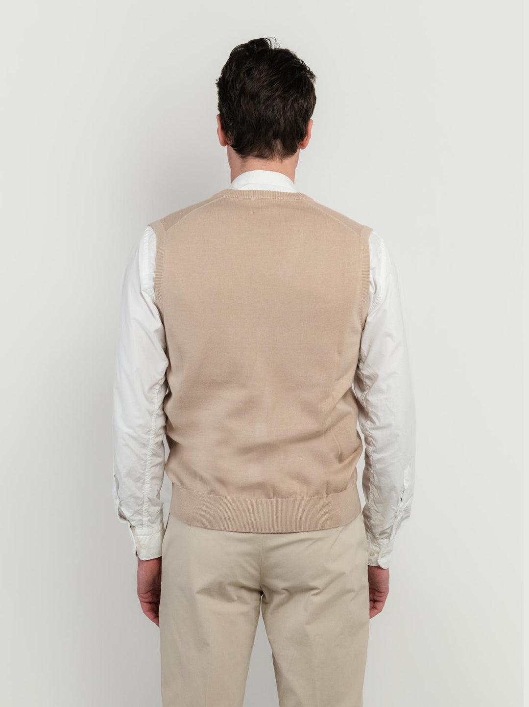 GILET IN COTONE RASATO COLOR SABBIA