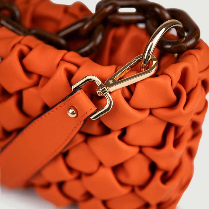 BORSA IN PELLE INTRECCIATA ARANCIONE "CURLY" CURLYNEW ARANCIONE BIMOR 
