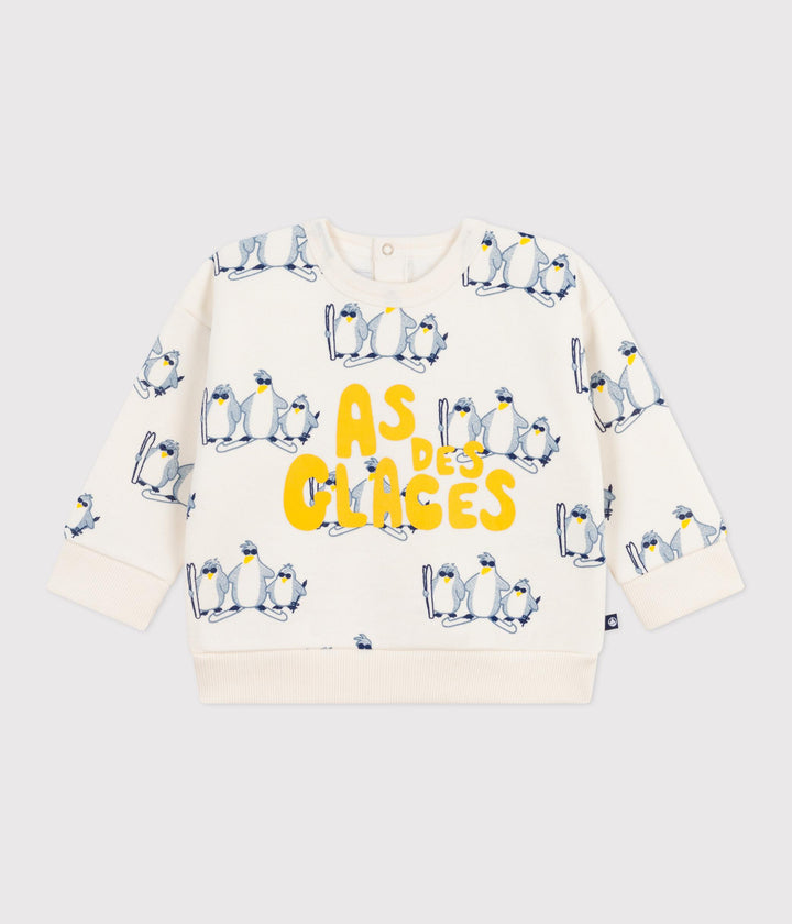 Felpa in cotone stampa pinguini A0EE5 01 PETIT BATEAU 