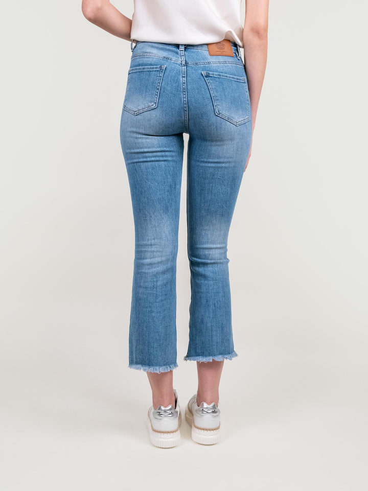 JEANS 5 TASCHE SFRANGIATO IN DENIM CHIARO 1356 DENIM CHIARO ANDREA MORANDO 