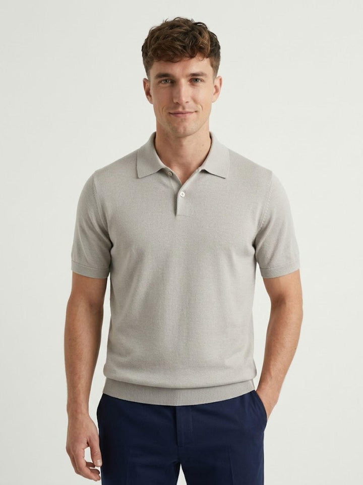 Polo in cotone extrafine grigio chiaro 5048126 102 ANDREA MORANDO 