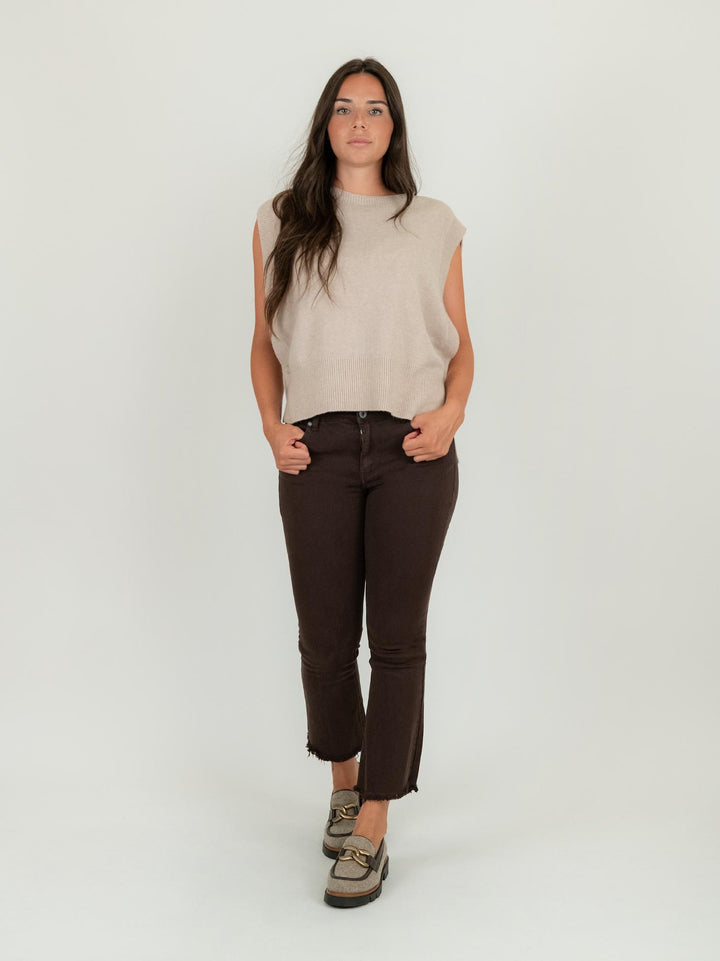 PANTALONE 5 TASCHE SFRANGIATO MARRONE 6826/26 MARRONE ANDREA MORANDO 