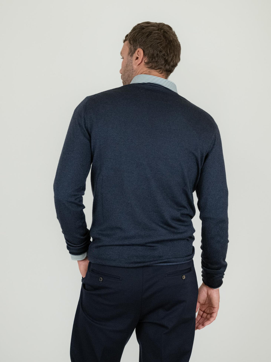 MAGLIA GIROCOLLO IN LANA MERINO BLU 0008 24 FIESOLI DANIELE 