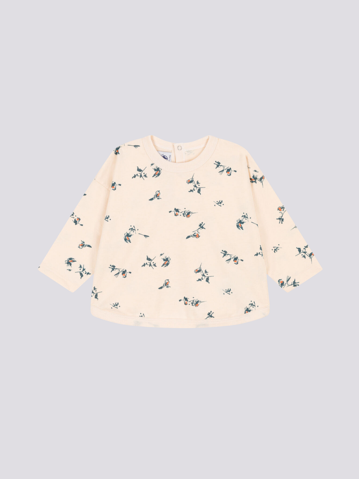 MAGLIA A MANICHE LUNGHE IN JERSEY STAMPATO A08FN 01 PETIT BATEAU 
