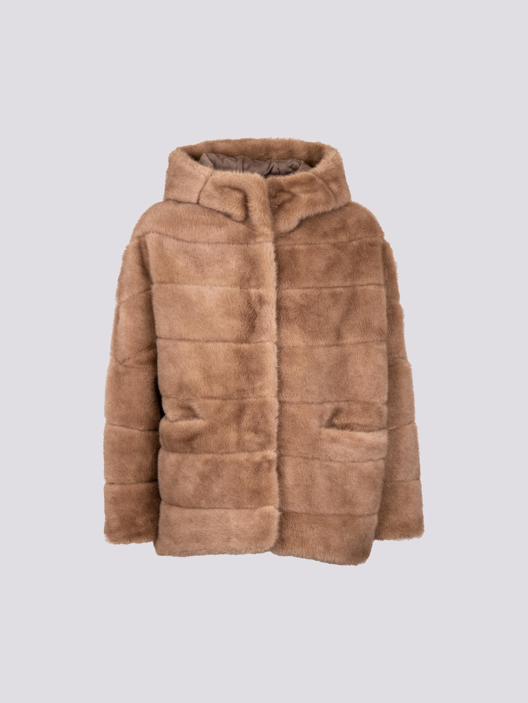 GIACCA MANTELLA IN ECO-VISONE BEIGE B606MINKML 041 ANDREA MORANDO 