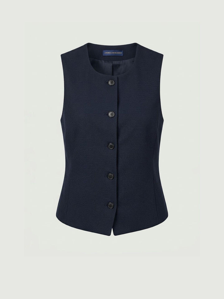 Gilet con fiocco posteriore navy ISOTTA BLU ANDREA MORANDO 