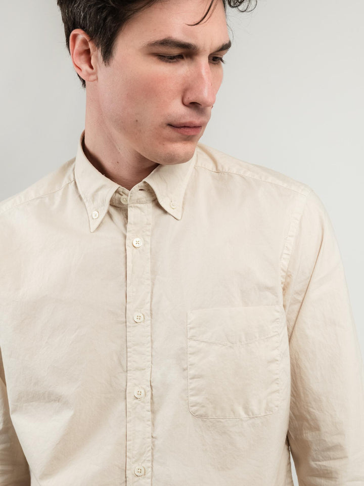 CAMICIA IN MUSSOLA DI COTONE BOTTON DOWN SABBIA