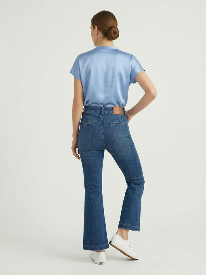 Jeans a trombetta con tasche a filetto lavaggio medio 82BOM MEDIO BASIK ANDREA MORANDO 