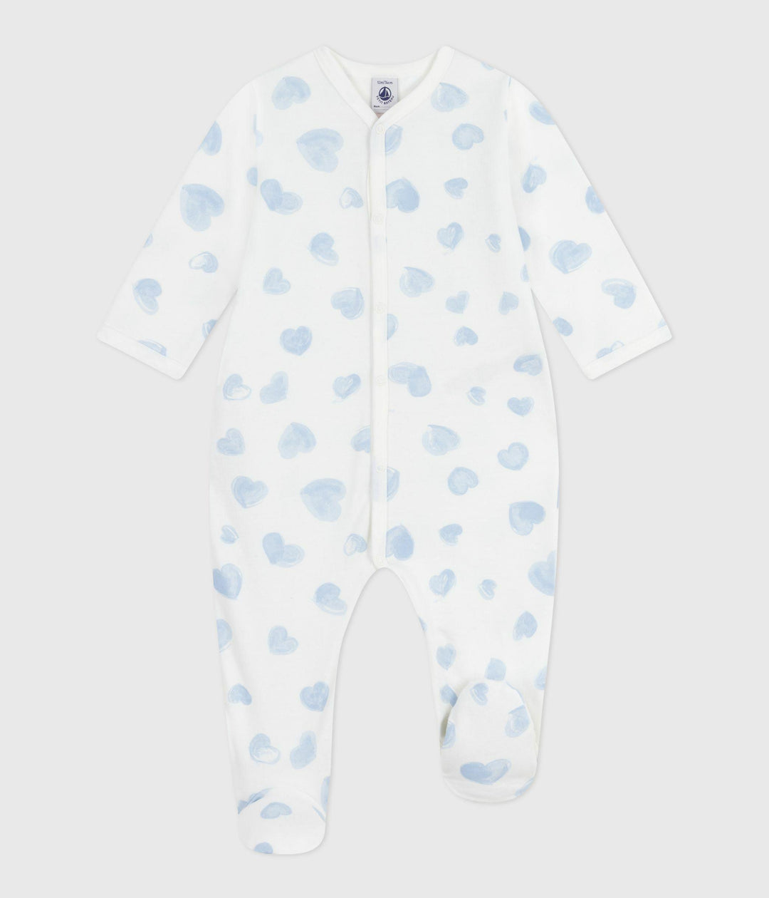 Pigiama in tessuto felpato spazzolato con colletto con stampa a cuori neonato A0DVS 01 PETIT BATEAU 