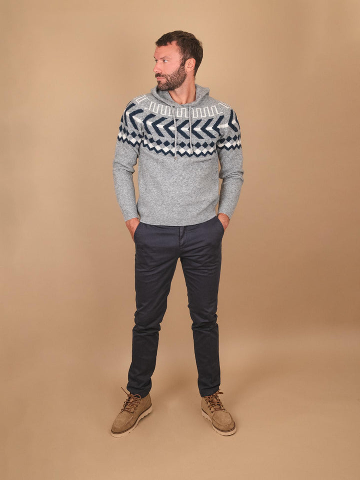 MAGLIA CON CAPPUCCIO IN MISTO LANA MERINO CON MANICA RAGLAN 0098 0053 FIESOLI DANIELE 