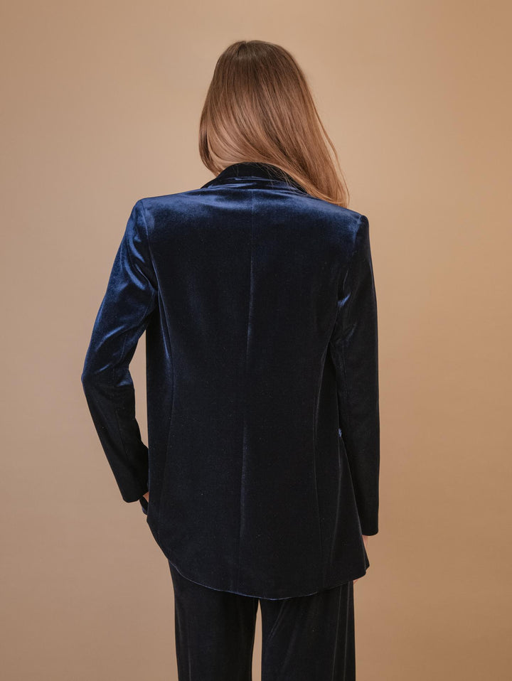 BLAZER APERTO IN VELLUTO BLU 1437/289 111 ANDREA MORANDO 