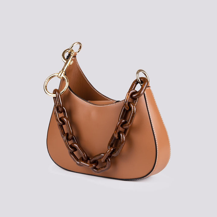 Borsa  Mini Curvy Con Tracolla In Osso  In Pelle cuoio MINI CURVY CUOIO BIMOR 