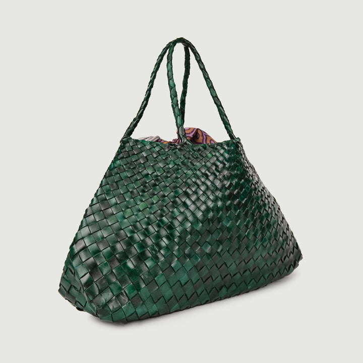 BORSA SHOPPER IN PELLE INTRECCIATA VERDE FAVIGNANA 76 JACK LEATHER 