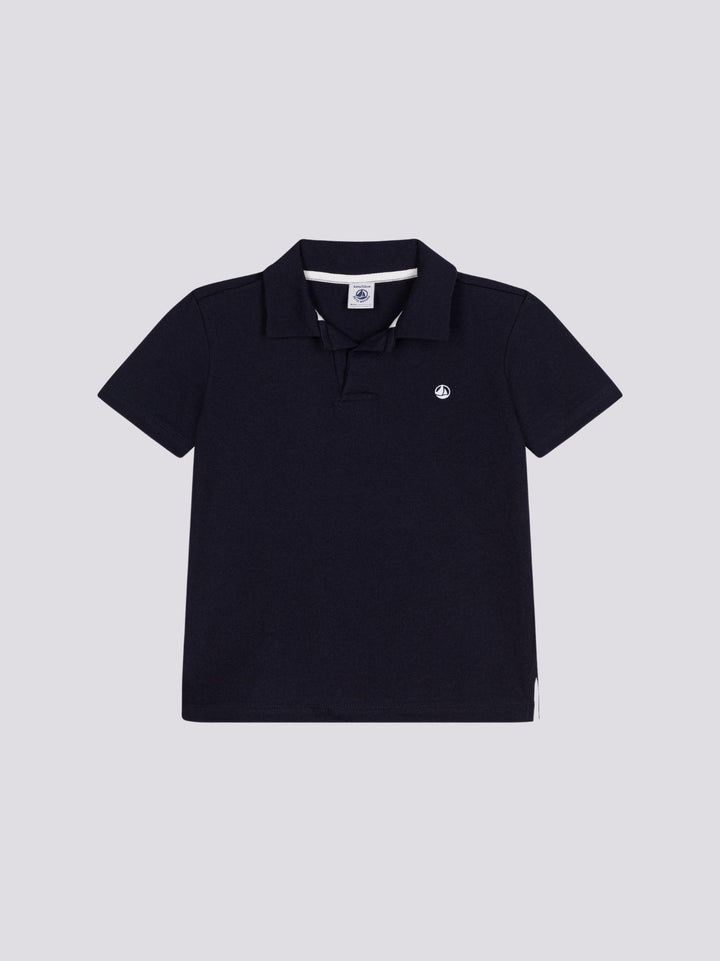 POLO BLU A MANICHE CORTE IN COTONE BAMBINO A0A1V 02 PETIT BATEAU 